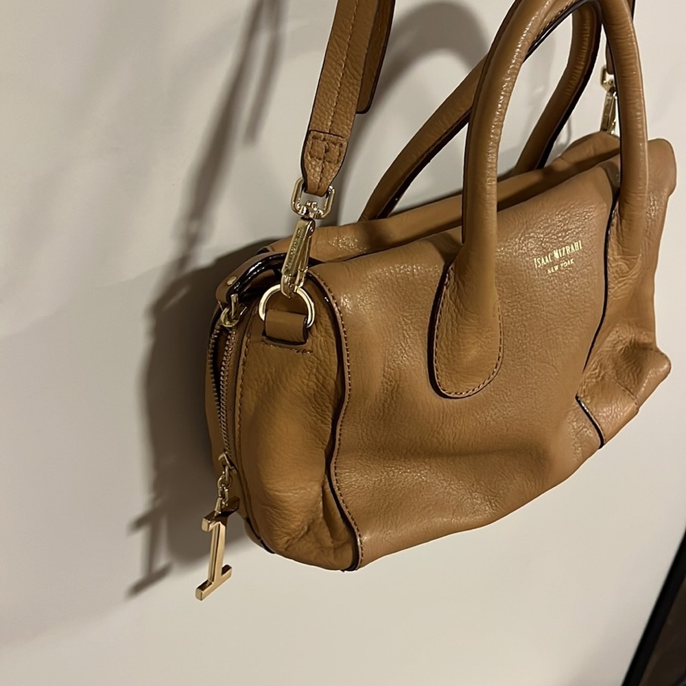 Isaac Mizerahi handbag caramel color long strap and short handles - Picture 3 of 13